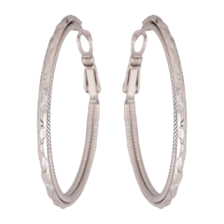 Серьги Xuping цвет Родий кольца (конго) "Декоративный узор" ø 4см фото №1 Серьги Xuping цвет Родий кольца (конго) "Декоративный узор" ø 4см фото №1