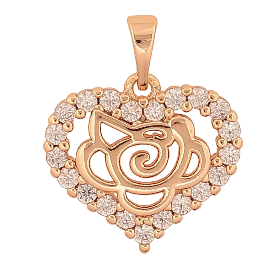 Кулон Xuping M&L цвет 18K "Сердечко с цветком" для цепочки до 5мм фото №1 Кулон Xuping M&L цвет 18K "Сердечко с цветком" для цепочки до 5мм фото №1