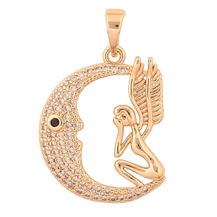 Кулон Xuping M&L колір 18K "Півмісяць із феєю" для ланцюжка до 5мм фото №6 Кулон Xuping M&L колір 18K "Півмісяць із феєю" для ланцюжка до 5мм фото №6