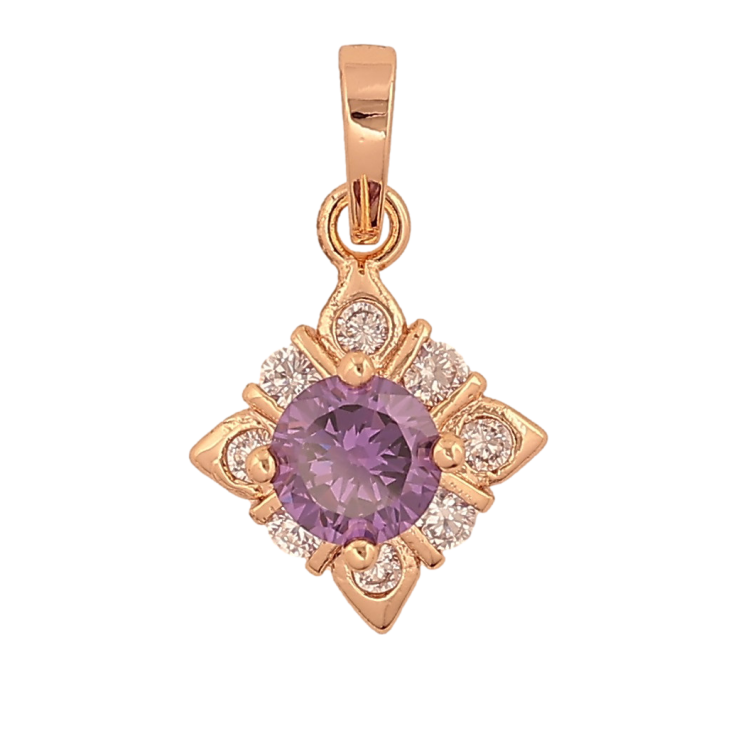 Кулон Xuping M&L цвет 18K "Ромбовая подвеска с сиреневым кристаллом" для цепочки до 5мм фото №6 Кулон Xuping M&L цвет 18K "Ромбовая подвеска с сиреневым кристаллом" для цепочки до 5мм фото №6