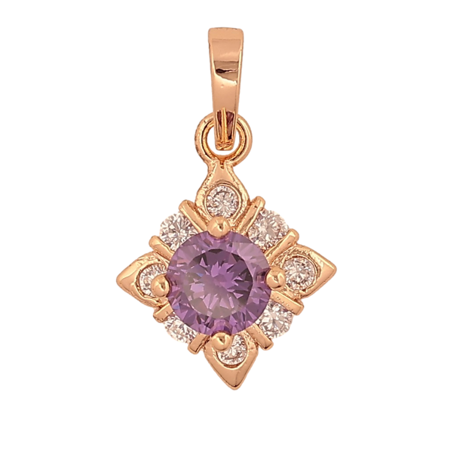 Кулон Xuping M&L цвет 18K "Ромбовая подвеска с сиреневым кристаллом" для цепочки до 5мм фото №1