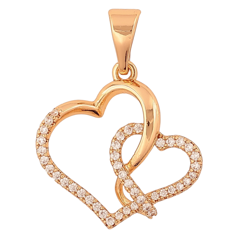 Кулон Xuping цвет Позолота 18К "Сердечки с кристаллами" для цепочки до 7мм фото №1