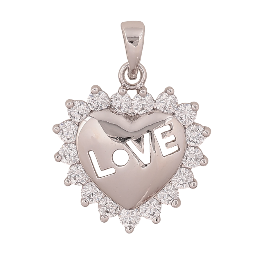 Кулон Xuping Родій Серце Love з кристалами для ланцюжка до 5мм фото №1 Кулон Xuping Родій Серце Love з кристалами для ланцюжка до 5мм фото №1