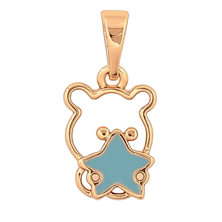 Кулон Xuping цвет Позолота 18K "Мишка с голубой звездой" для цепочки до 5мм фото №3