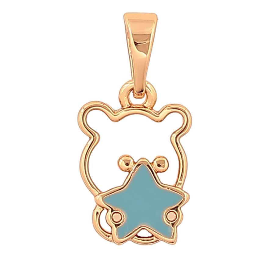 Кулон Xuping цвет Позолота 18K "Мишка с голубой звездой" для цепочки до 5мм фото №1