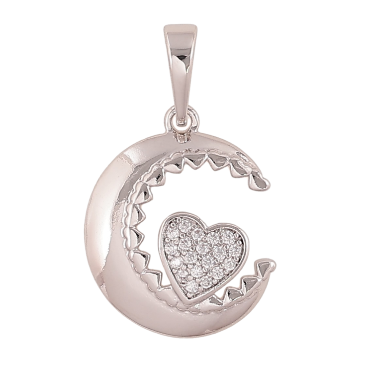 Кулон Xuping цвет Родий "Полумесяц с сердечком" для цепочки до 6мм фото №18