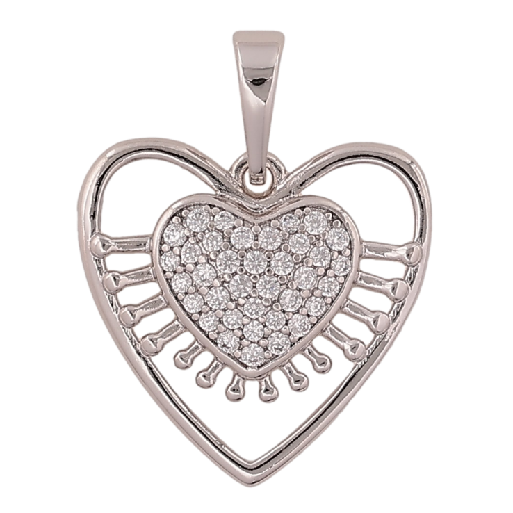 Кулон Xuping цвет Родий "Сердечко с кристаллами" для цепочки до 6мм фото №10