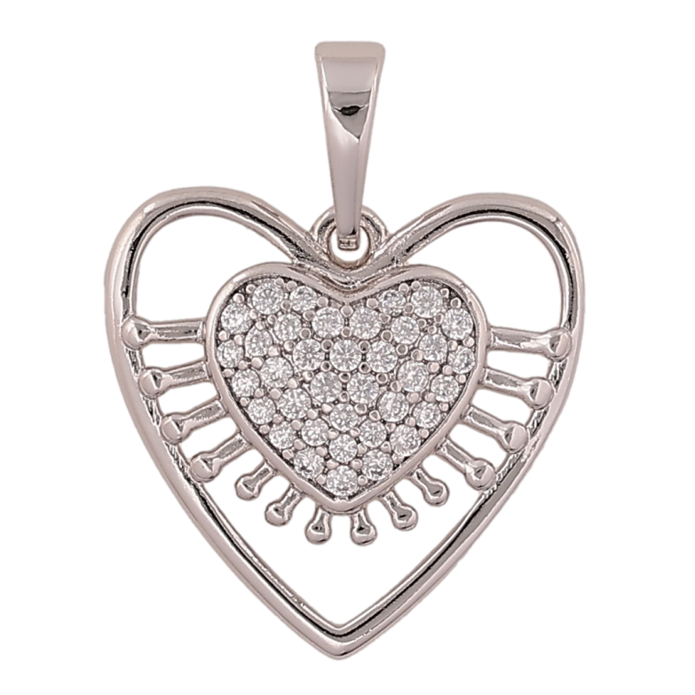 Кулон Xuping колір Родій "Серце з кристалами" для ланцюжка до 6мм фото №1