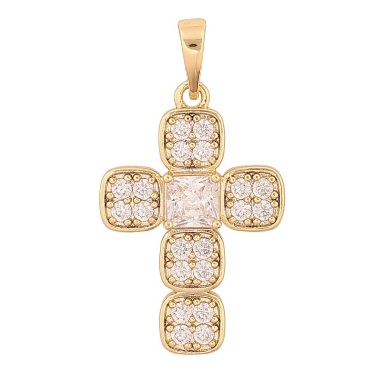 Кулон Xuping цвет Позолота 14К "Крест с кристаллами" для цепочки до 6мм фото №1