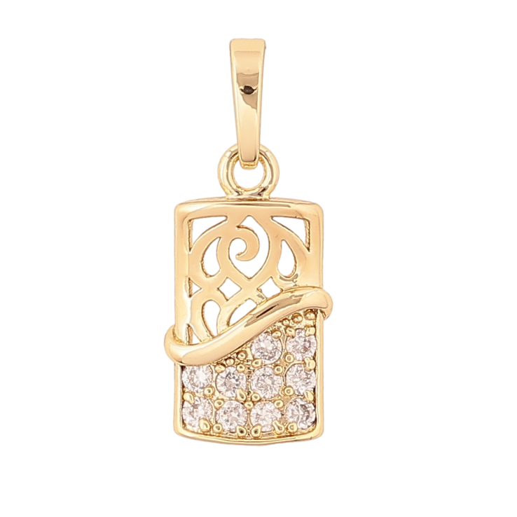 Кулон Xuping цвет Позолота 14К "Резной узор с кристаллами" для цепочки до 5мм фото №7