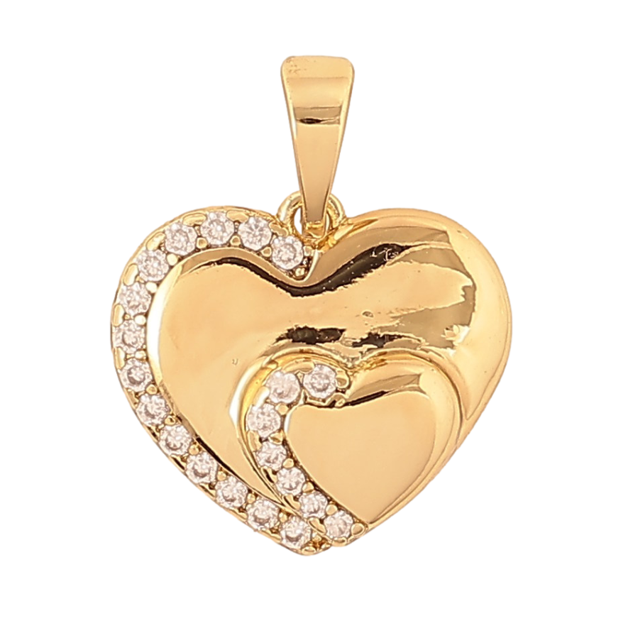 Кулон Xuping цвет Позолота 14К "Сердечки с кристаллами" для цепочки до 5мм фото №1
