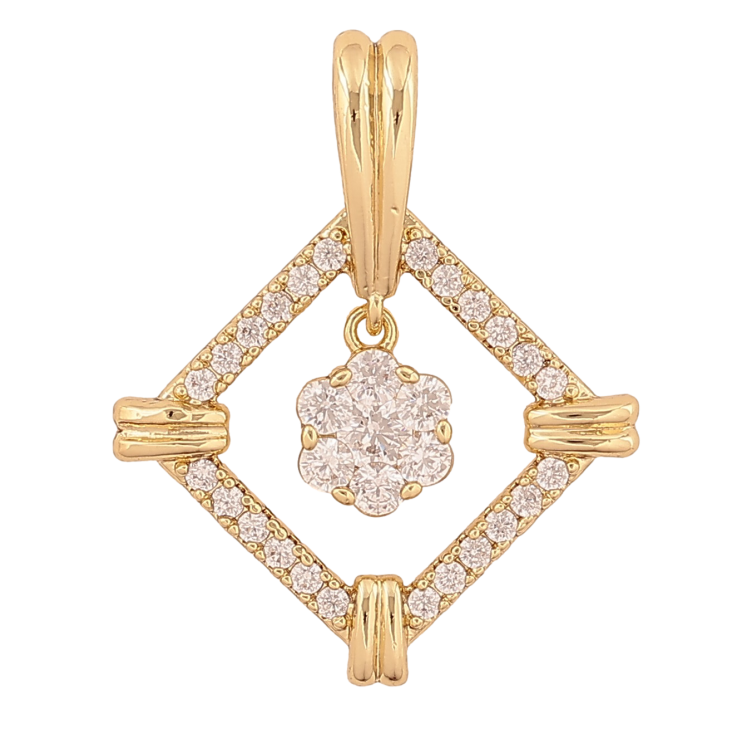 Кулон Xuping цвет Позолота 14К "Узор  кристаллами" для цепочки до 4мм фото №4