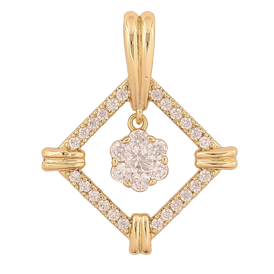 Кулон Xuping цвет Позолота 14К "Узор  кристаллами" для цепочки до 4мм фото №1