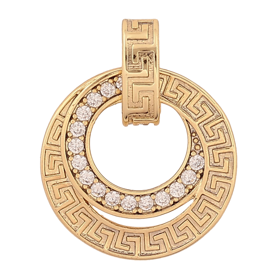 Кулон Xuping цвет Позолота 14К "Колечки с греческим узором и кристаллами" для цепочки до 5мм фото №1
