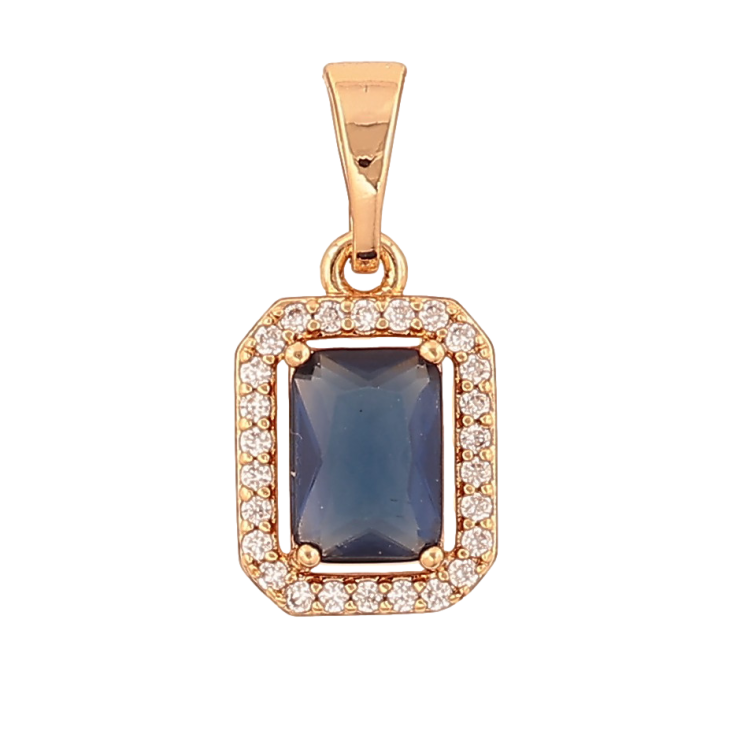 Кулон Xuping цвет Позолота 18K "Синий кристалл в обрамлении" для цепочки до 5мм фото №5