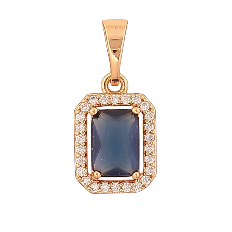 Кулон Xuping цвет Позолота 18K "Синий кристалл в обрамлении" для цепочки до 5мм фото №9