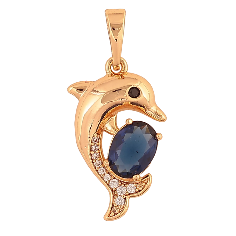 Кулон Xuping колір Позолота 18K "Дельфін з синім кристалом" для ланцюжка до 6мм фото №1