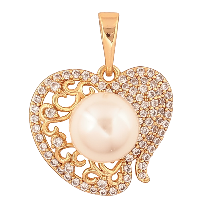 Кулон Xuping цвет Позолота 18K "Сердечко с инкрустацией кристаллами и жемчужиной" для цепочки до 6мм фото №13