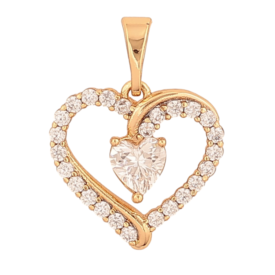 Кулон Xuping колір Позолота 18К "Кристальне серце" для ланцюжка до 5мм фото №1