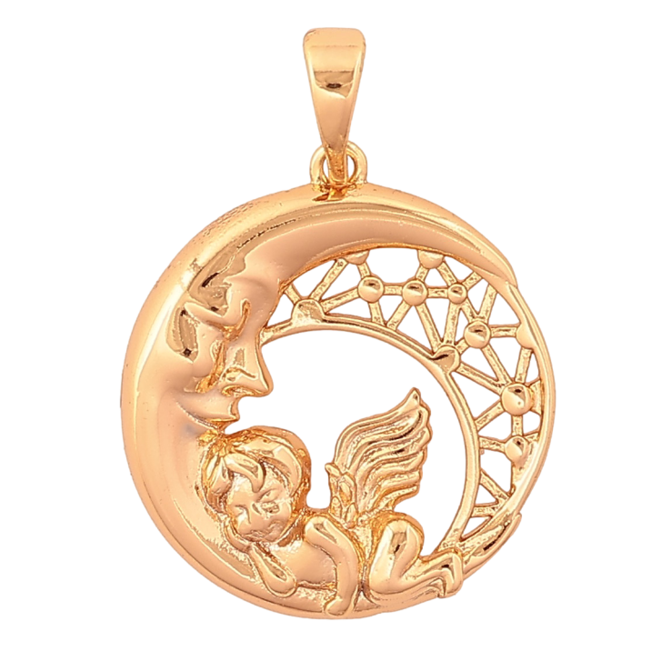 Кулон Xuping колір Позолота 18K "Спляче янголятко на Місяці" для ланцюжка до 5мм фото №16 Кулон Xuping колір Позолота 18K "Спляче янголятко на Місяці" для ланцюжка до 5мм фото №16