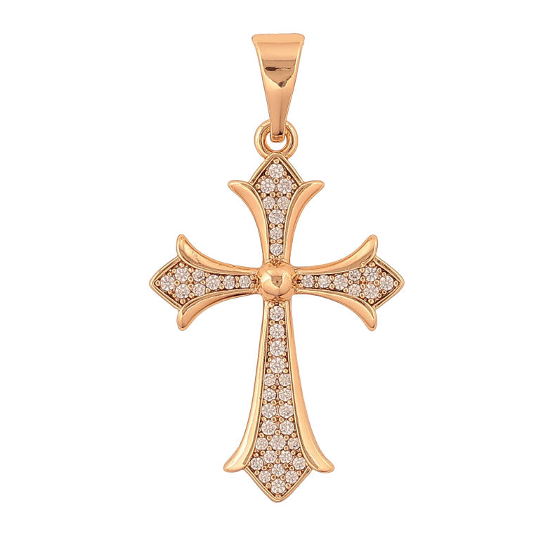Кулон Xuping колір Позолота 18K "Хрест з кристалами" для ланцюжка до 7мм фото №2 Кулон Xuping колір Позолота 18K "Хрест з кристалами" для ланцюжка до 7мм фото №2