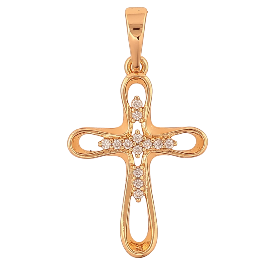 Кулон Xuping колір Позолота 18K "Хрест з кристалами" для ланцюжка до 6мм фото №1 Кулон Xuping колір Позолота 18K "Хрест з кристалами" для ланцюжка до 6мм фото №1