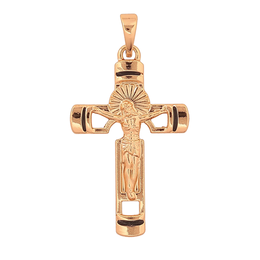 Кулон Xuping колір Позолота 18K "Хрест з Розп'яттям" для ланцюжка до 5мм фото №1