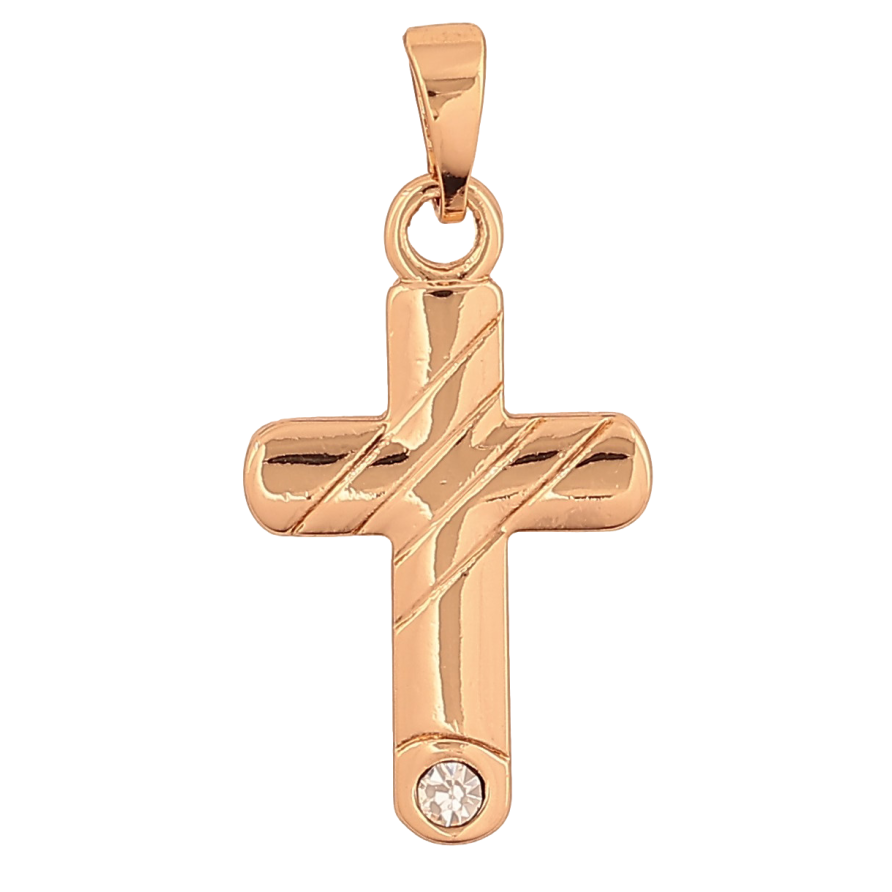 Кулон Xuping цвет Позолота 18K "Крест с кристаллом" для цепочки до 5мм фото №1