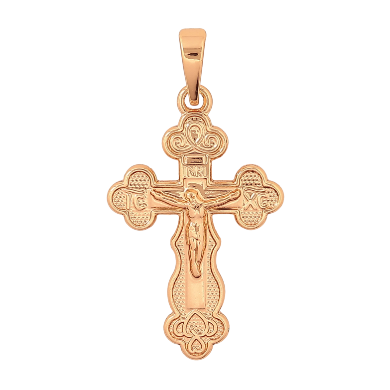 Кулон Xuping колір Позолота 18K "Хрест з Розп'яттям" для ланцюжка до 6мм фото №1