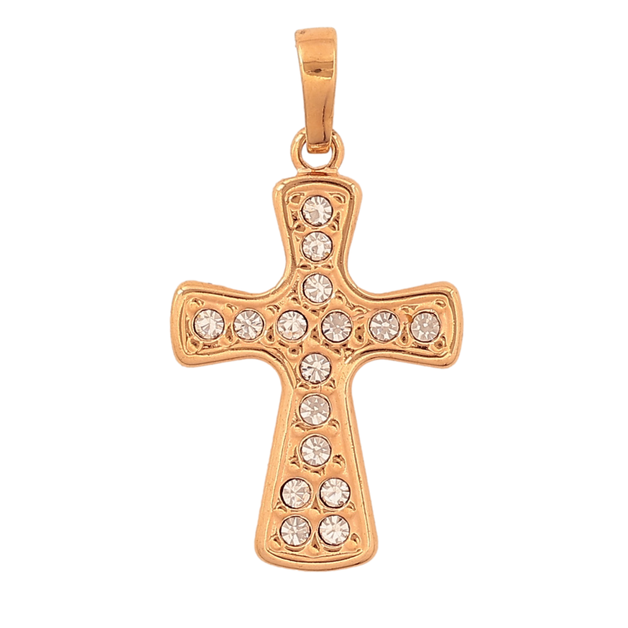 Кулон Xuping колір Позолота 18K "Хрест з кристалами" для ланцюжка до 6мм фото №1 Кулон Xuping колір Позолота 18K "Хрест з кристалами" для ланцюжка до 6мм фото №1