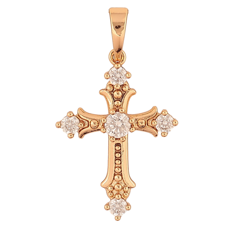 Кулон Xuping колір Позолота 18K "Хрест з кристалами" для ланцюжка до 6мм фото №1 Кулон Xuping колір Позолота 18K "Хрест з кристалами" для ланцюжка до 6мм фото №1