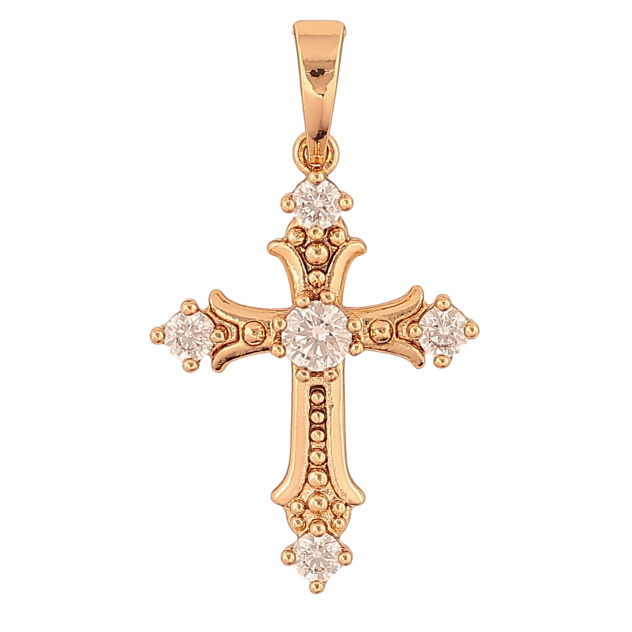 Кулон Xuping колір Позолота 18K "Хрест з кристалами" для ланцюжка до 6мм фото №1 Кулон Xuping колір Позолота 18K "Хрест з кристалами" для ланцюжка до 6мм фото №1