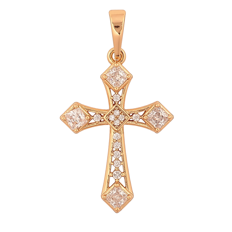 Кулон Xuping колір Позолота 18K "Хрест з кристалами" для ланцюжка до 6мм фото №1 Кулон Xuping колір Позолота 18K "Хрест з кристалами" для ланцюжка до 6мм фото №1