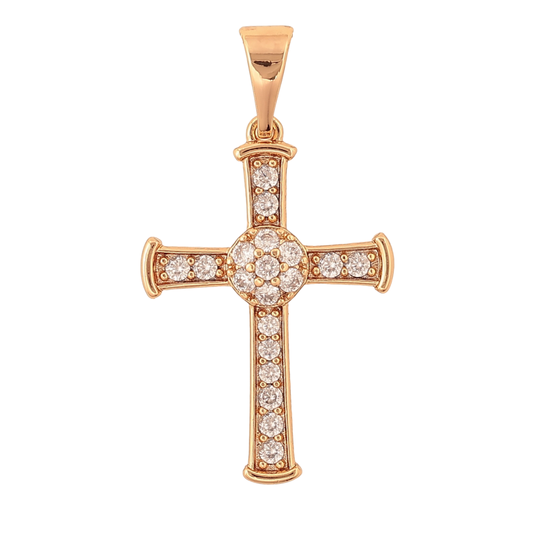 Кулон Xuping колір Позолота 18K "Хрест з кристалами" для ланцюжка до 7мм фото №2 Кулон Xuping колір Позолота 18K "Хрест з кристалами" для ланцюжка до 7мм фото №2