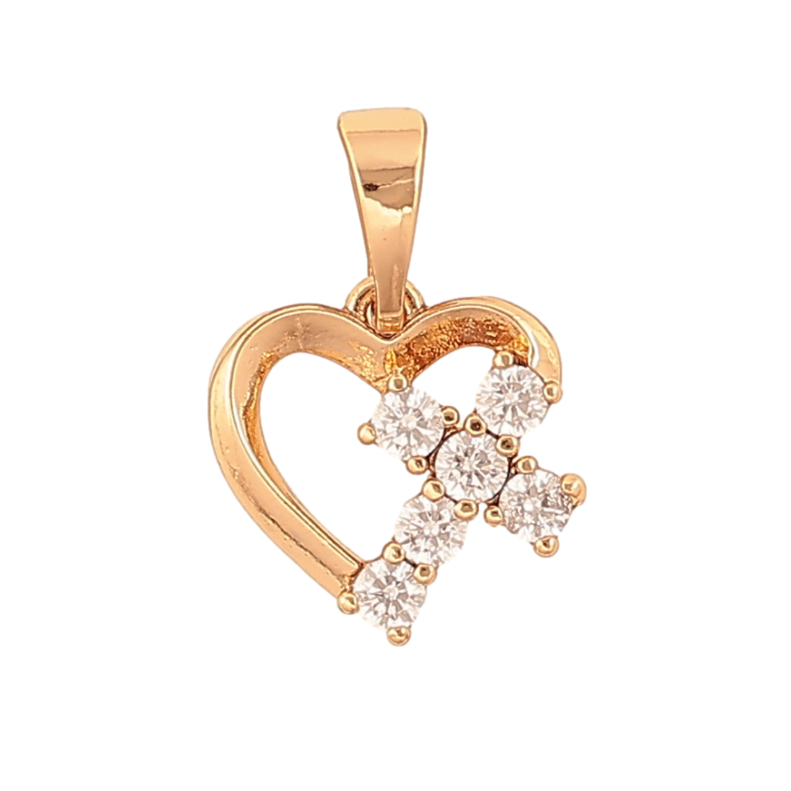 Кулон Xuping колір Позолота 18K "Серце з кристальним хрестом" для ланцюжка до 5мм фото №1 Кулон Xuping колір Позолота 18K "Серце з кристальним хрестом" для ланцюжка до 5мм фото №1