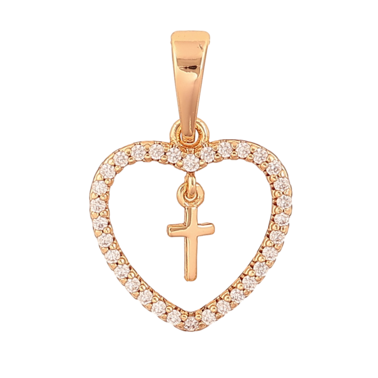 Кулон Xuping цвет Позолота 18K "Сердечко с крестиком" для цепочки до 6мм фото №18