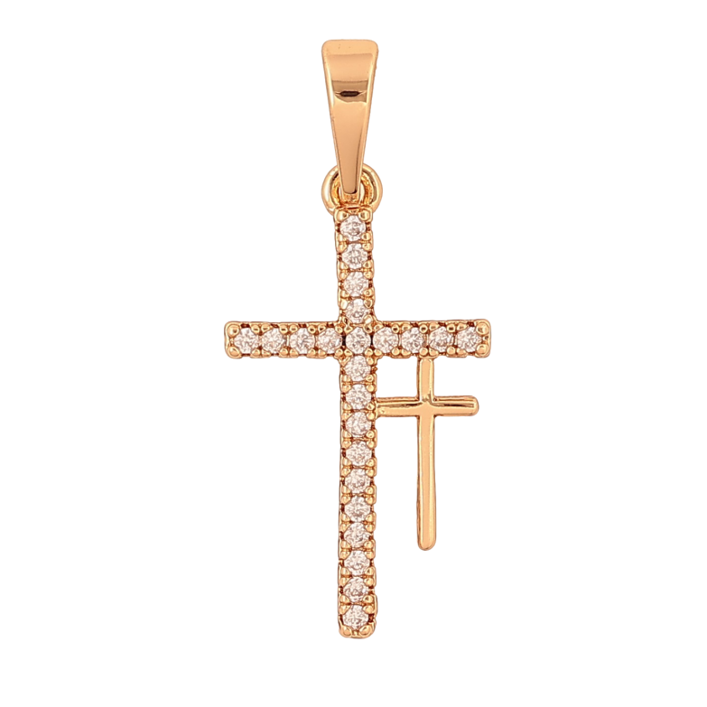 Кулон Xuping цвет Позолота 18K "Крест с кристаллами" для цепочки до 6мм фото №1