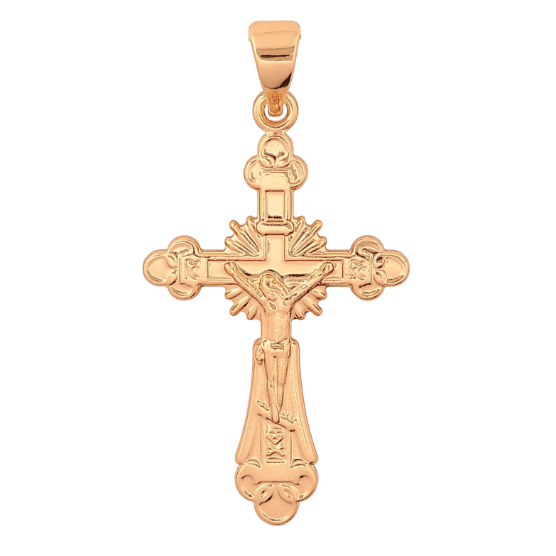 Кулон Xuping колір Позолота 18К "Хрест з Розп'яттям та написом Врятуй та Збережи" для ланцюжка до 7мм фото №1