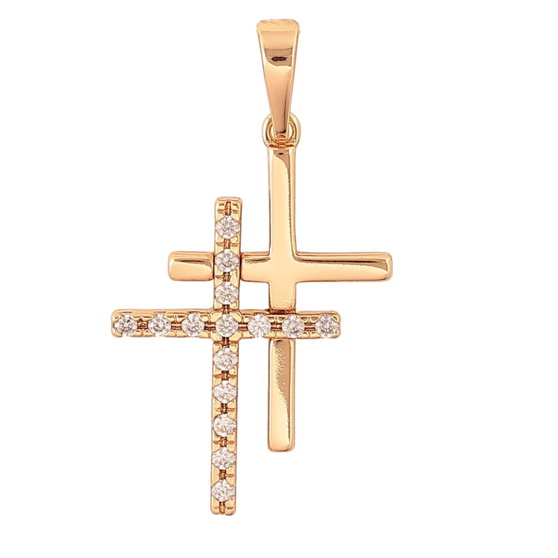 Кулон Xuping цвет Позолота 18K "Крест двойной с кристаллами" для цепочки до 6мм фото №6 Кулон Xuping цвет Позолота 18K "Крест двойной с кристаллами" для цепочки до 6мм фото №6