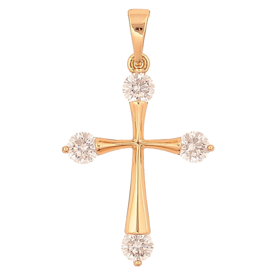 Кулон Xuping колір Позолота 18К "Хрест з кристалами" для ланцюжка до 5мм фото №1