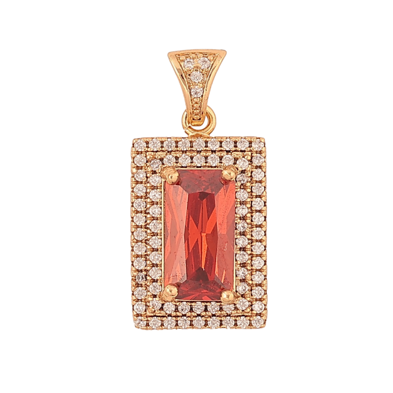 Кулон Xuping колір Позолота 18K "Червоний кристал в обрамленні" для ланцюжка до 2мм фото №1