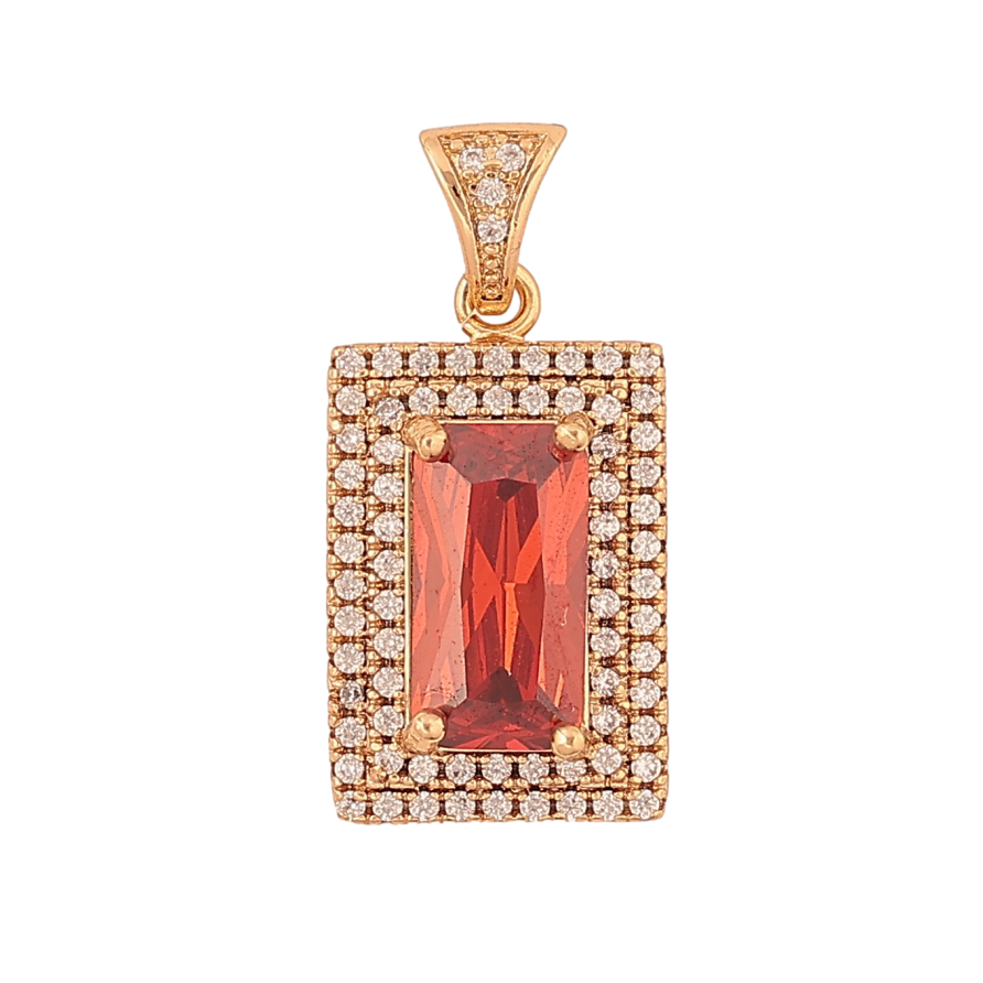 Кулон Xuping колір Позолота 18K "Червоний кристал в обрамленні" для ланцюжка до 2мм фото №1