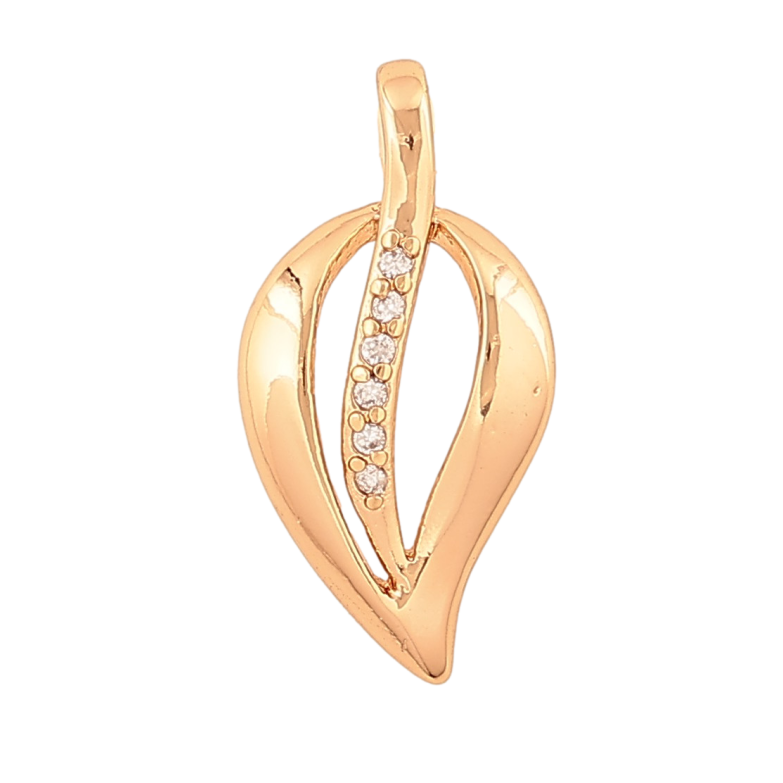 Кулон Xuping цвет Позолота 18К "Листик с кристаллами" для цепочки до 3мм фото №6