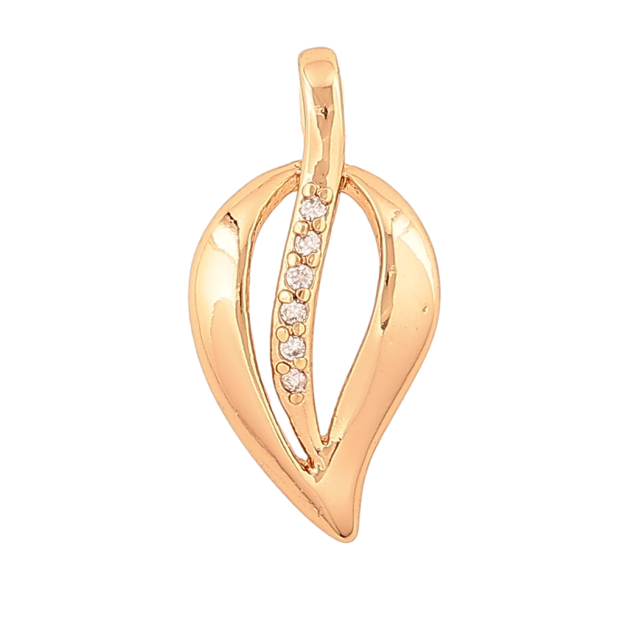 Кулон Xuping колір Позолота 18К "Листочок з кристалами" для ланцюжка до 3мм фото №1