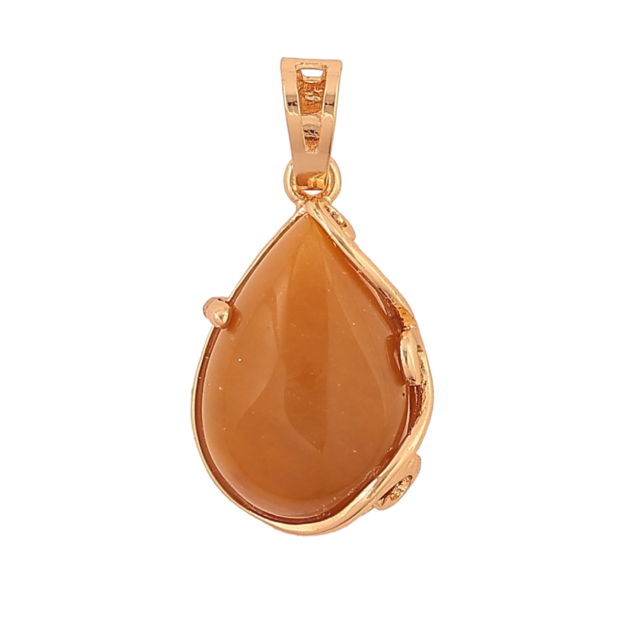 Кулон Xuping колір Позолота 18K "Крапелька з коричневим каменем" для ланцюжка до 5мм фото №1