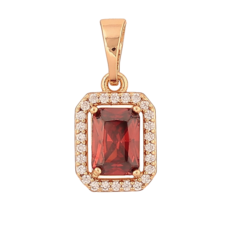 Кулон Xuping цвет Позолота 18K "Красный кристалл в обрамлении" для цепочки до 5мм фото №9