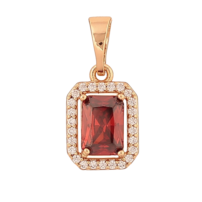 Кулон Xuping цвет Позолота 18K "Красный кристалл в обрамлении" для цепочки до 5мм фото №7