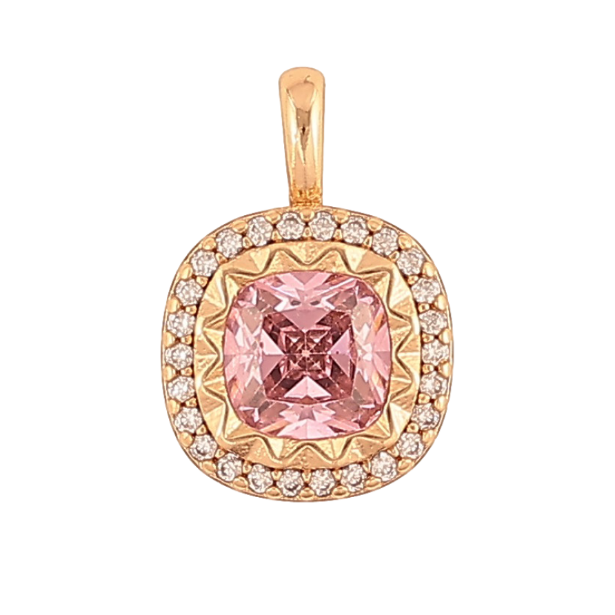 Кулон Xuping колір Позолота 18K "Рожевий кристал в обрамленні" для ланцюжка до 2мм фото №1