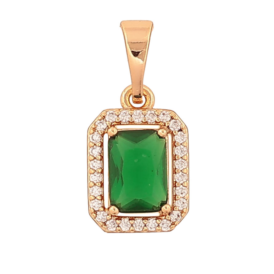 Кулон Xuping цвет Позолота 18K "Зеленый кристалл в обрамлении" для цепочки до 5мм фото №1