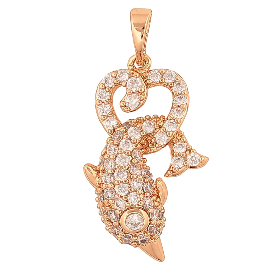 Кулон Xuping колір Позолота 18К "Серце з дельфіном" для ланцюжка до 5мм фото №1 Кулон Xuping колір Позолота 18К "Серце з дельфіном" для ланцюжка до 5мм фото №1